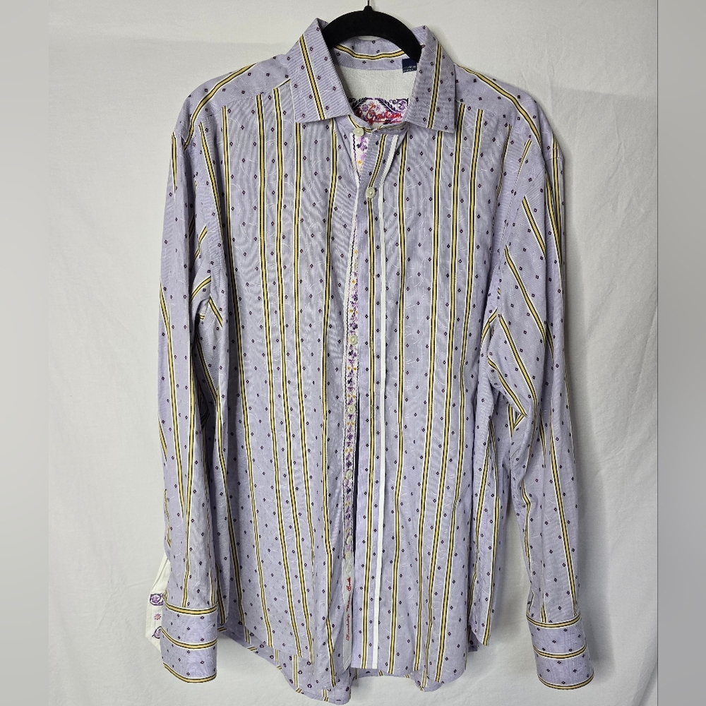 Robert Graham Gray and Yellow Striped Shirt